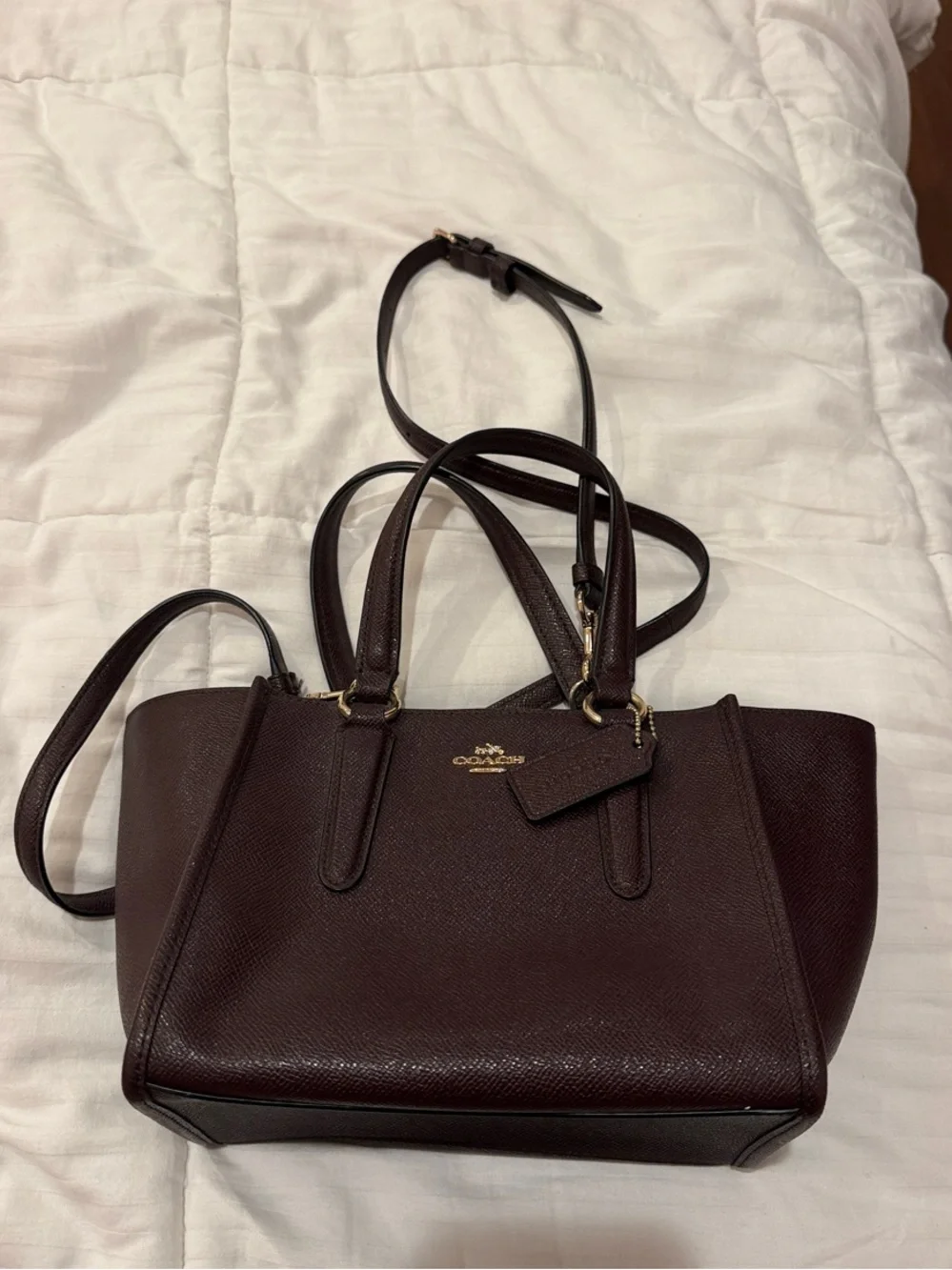Coach Dark Brown Leather Satchel with Gold Hardware